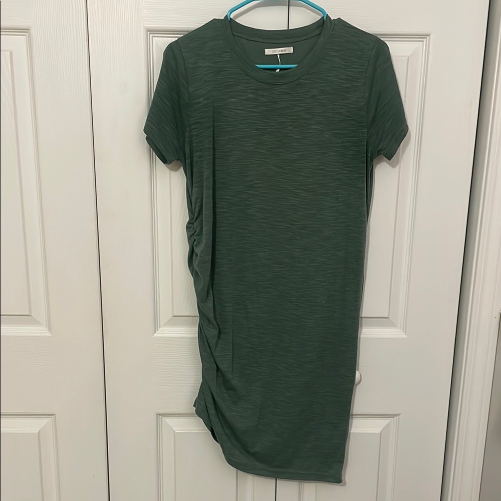 Stitch Drop Green Short Sleeve T-Shirt Dress